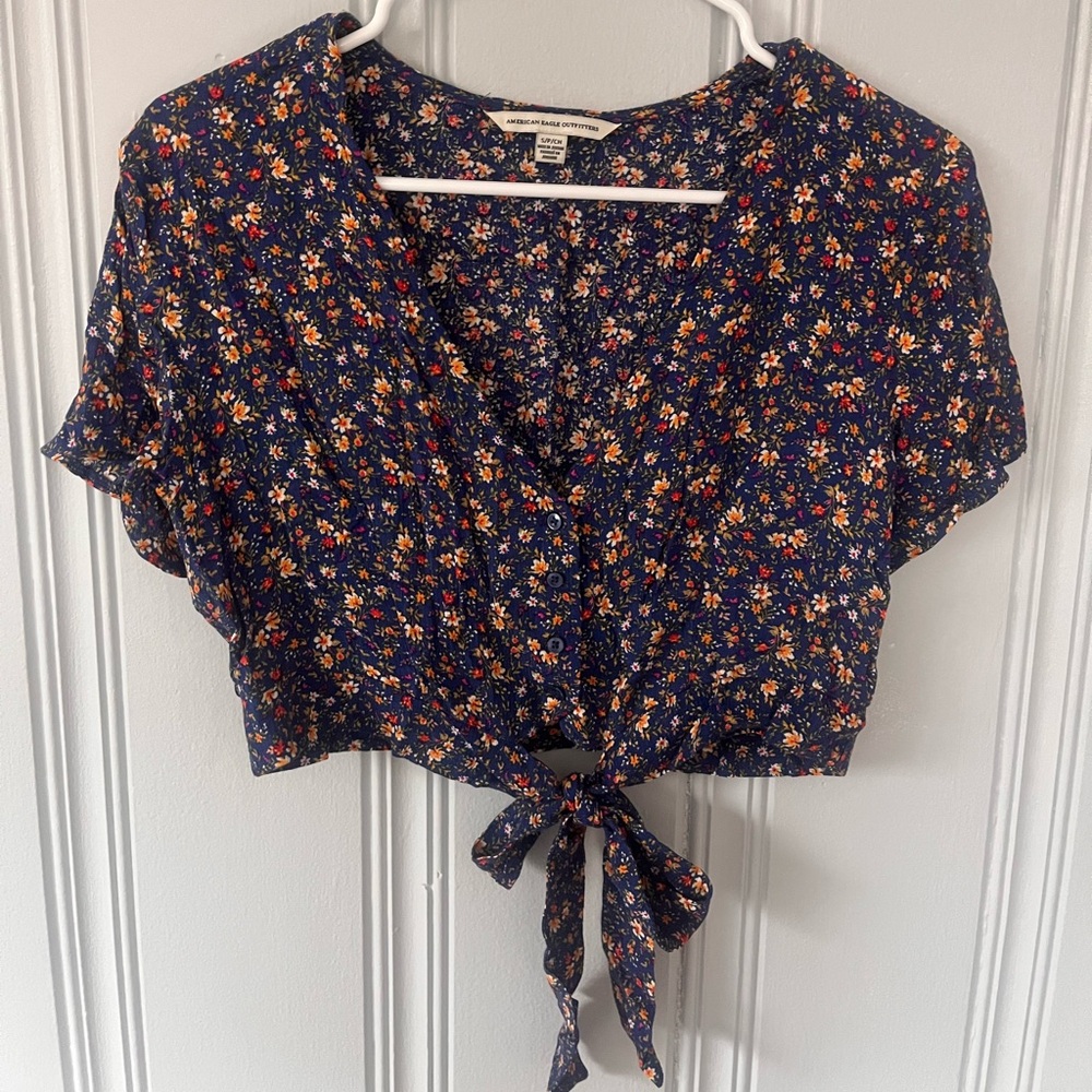 Blue floral crop top from American Eagle